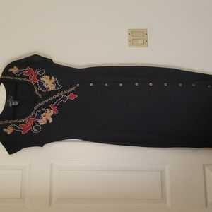 Carole Little embroidery beaded neckline long maxi dress.